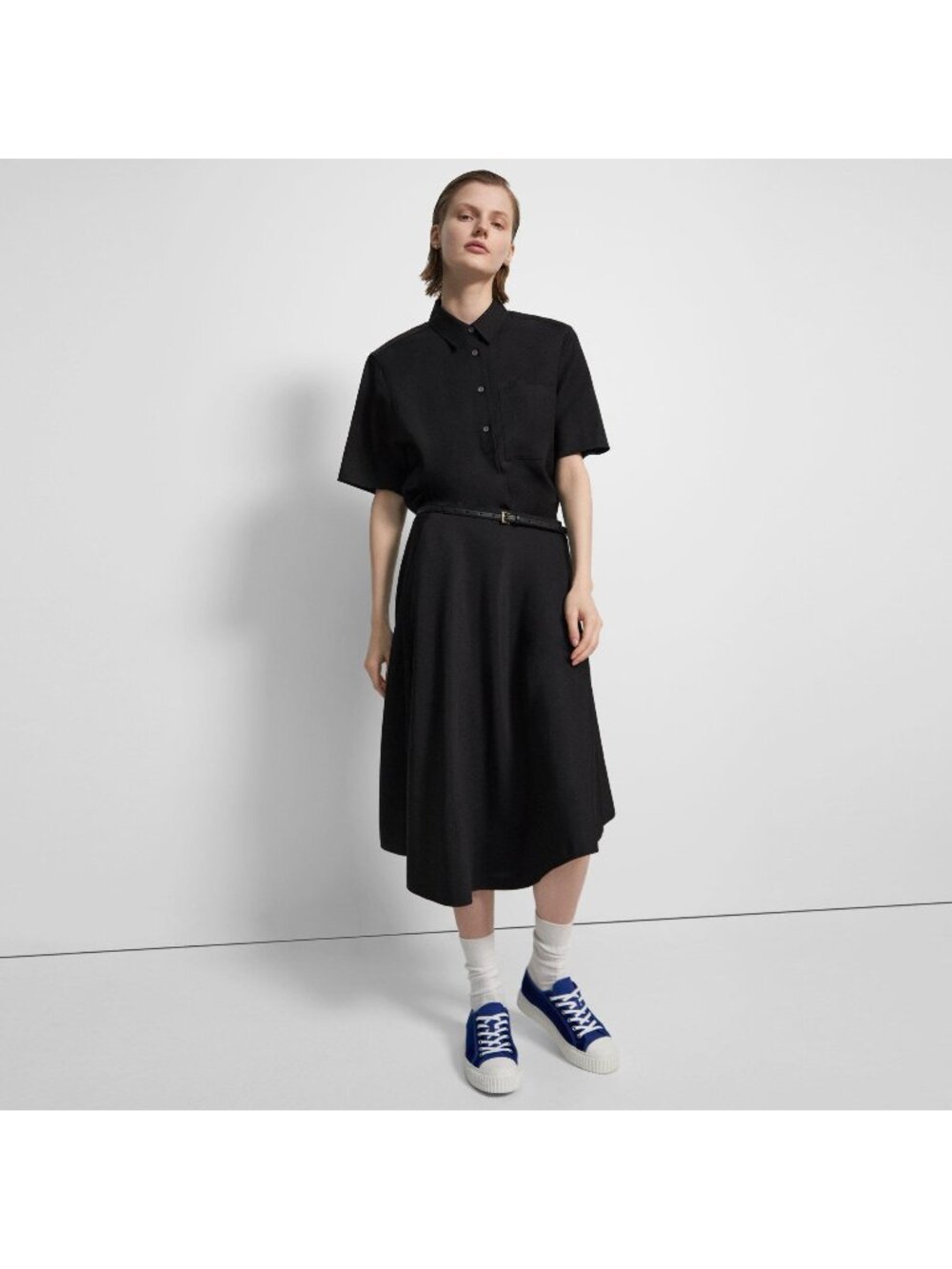 Theory Asymmetrical Wool-Viscose Skirt Black Size 6 New with Tag
